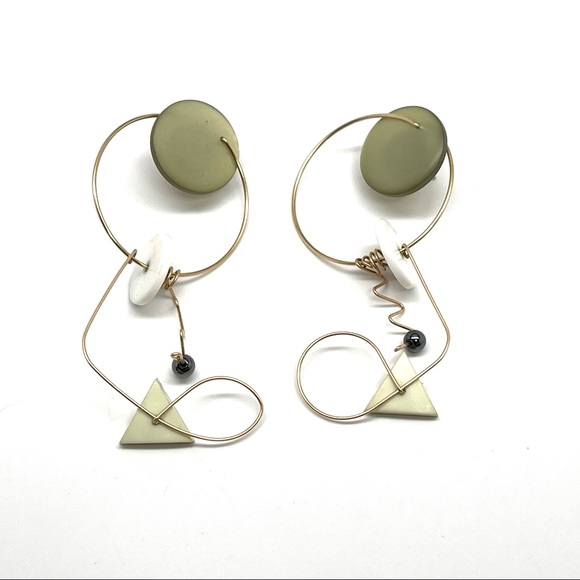Vintage Mobile Style Modernist Geometric Earrings - Picture 1 of 14